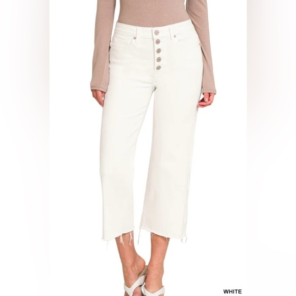 Banana Republic Denim - Banana Republic Women's High Waisted Wide Leg Crop Jeans White 26/2